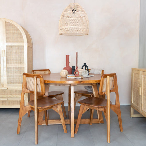 Cadeira de jantar com encosto em Rattan -Hela